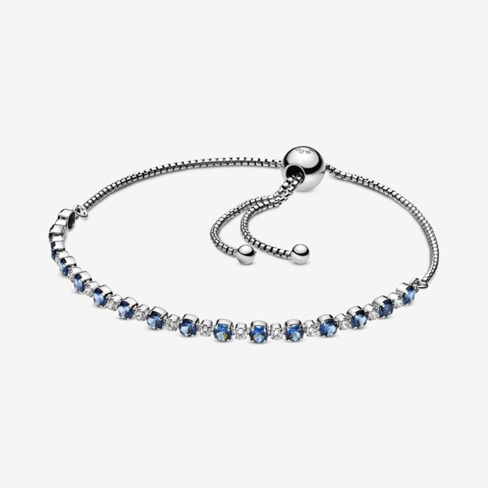 NWB Pandora Blue and‎ Clear Sparkle Slider Bracelet